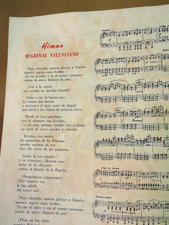 Partitura, musica, himno regional valenciano, d