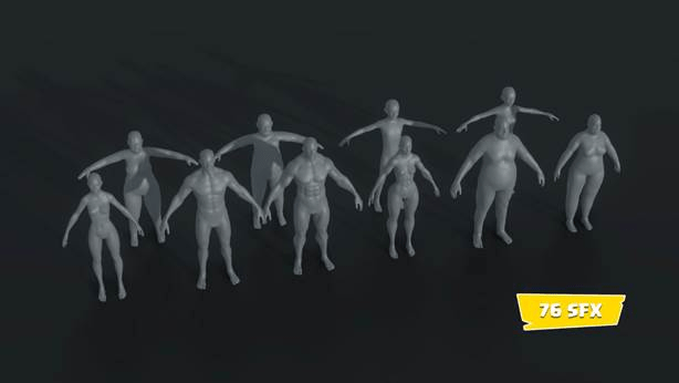 Human Body Base Mesh Animated and Rigged 10 3D Models Pack