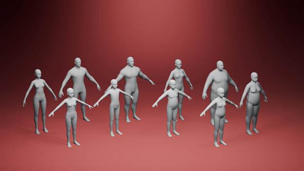 Realistic Human Body Base Mesh Pack – 10 Rigged 3D Models + 76 Sound Effects