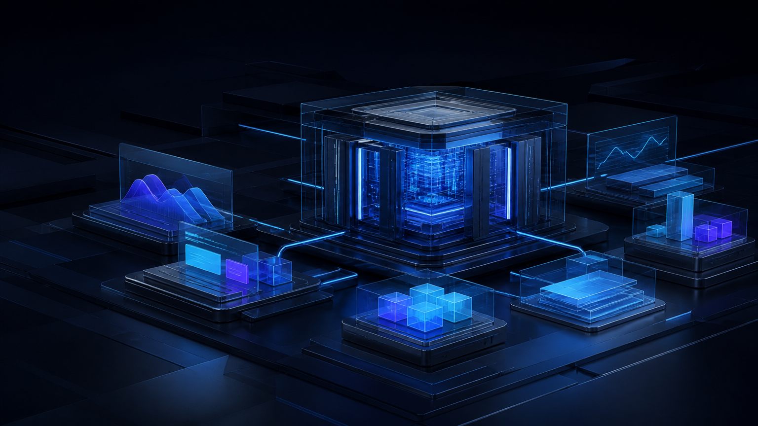 Abstract modular digital infrastructure representing client ownership, portability and operational control.