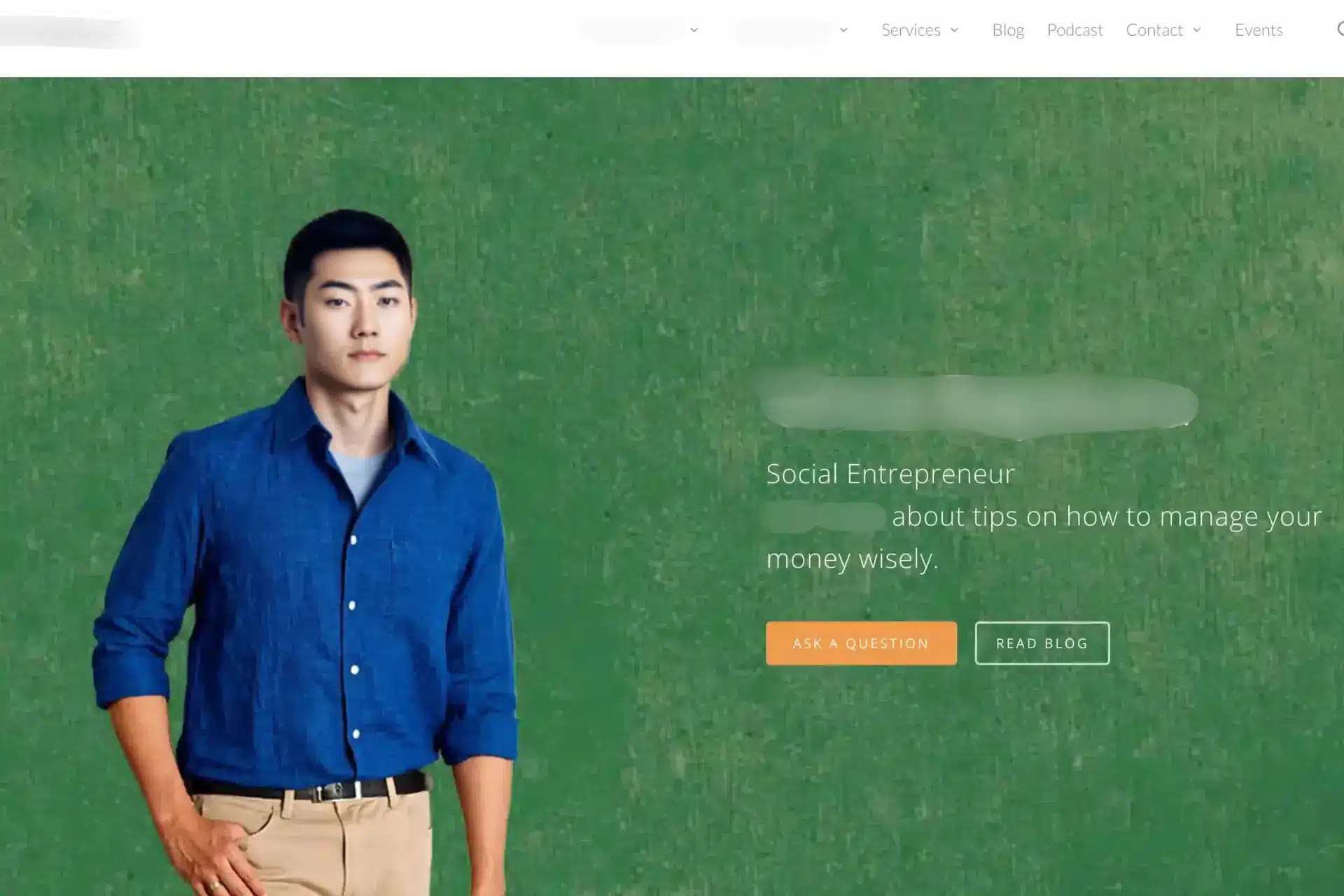 Home page of a financial system.