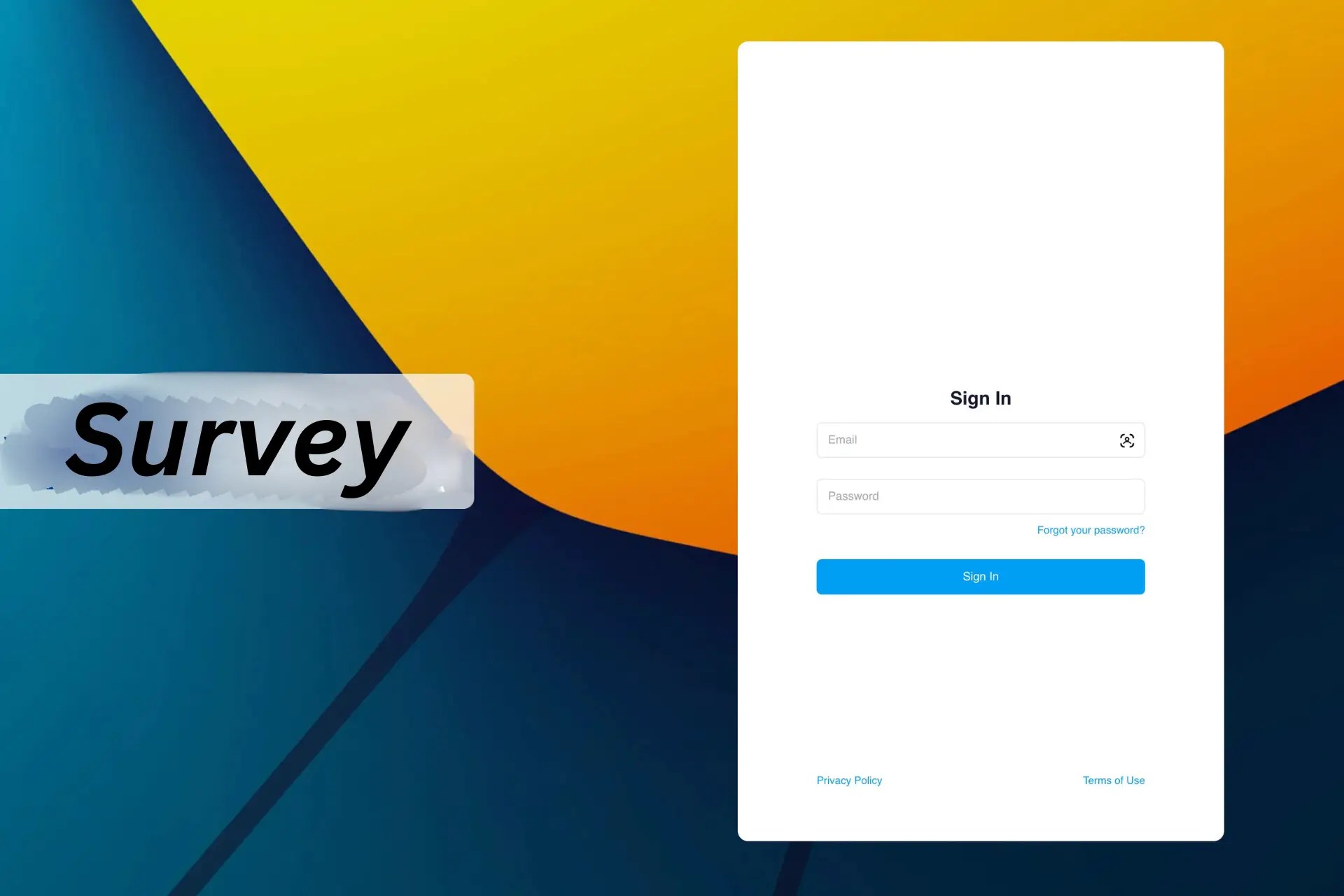 Homepage of a survey system