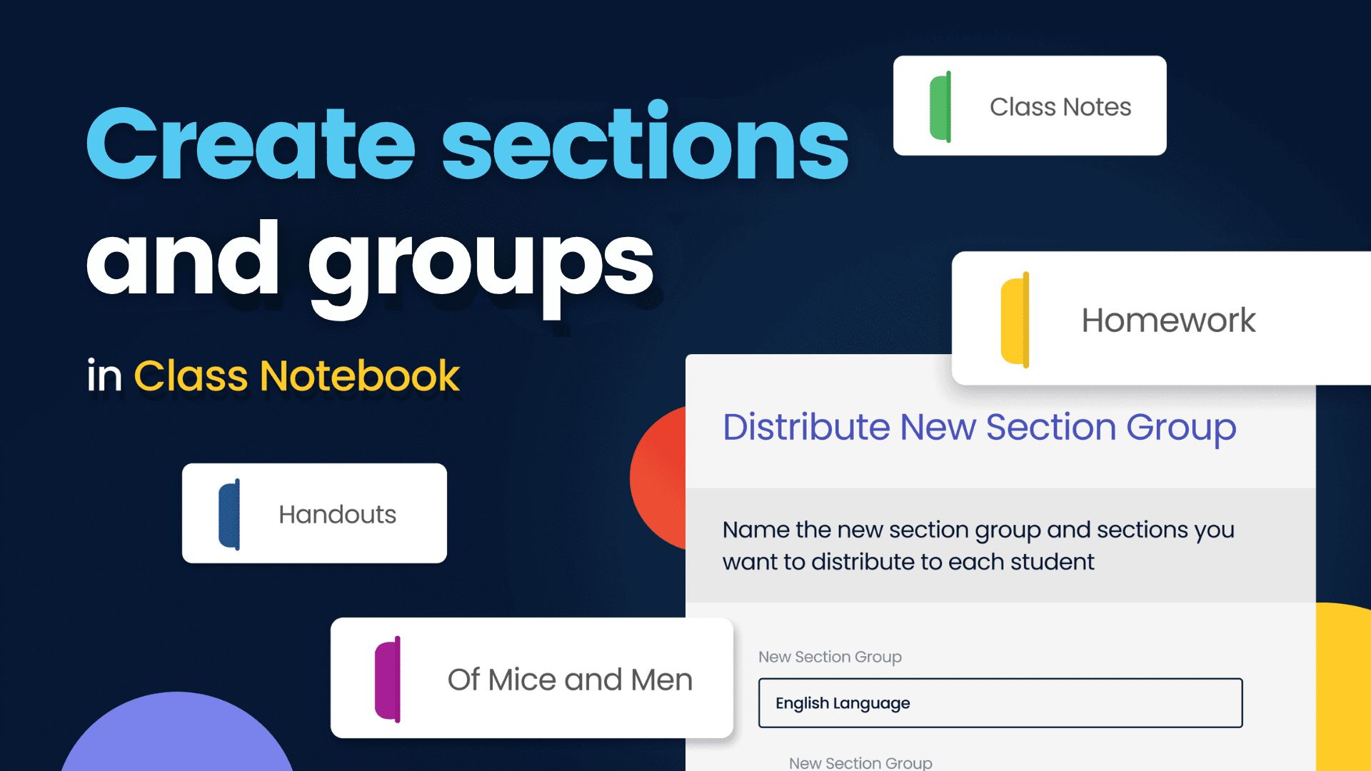 Create sections and groups in Class Notebook header image