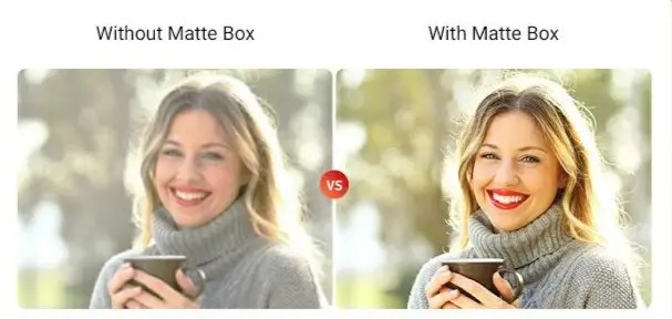 Before and after using a matte box