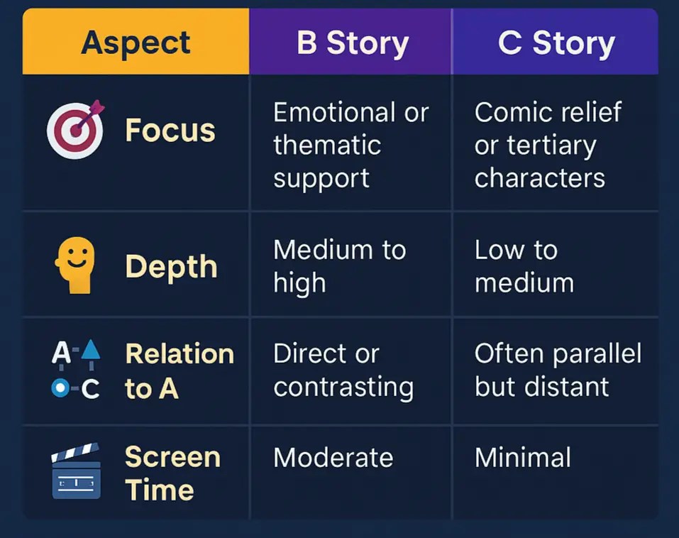 B story vs C Story - b story in screenwriting