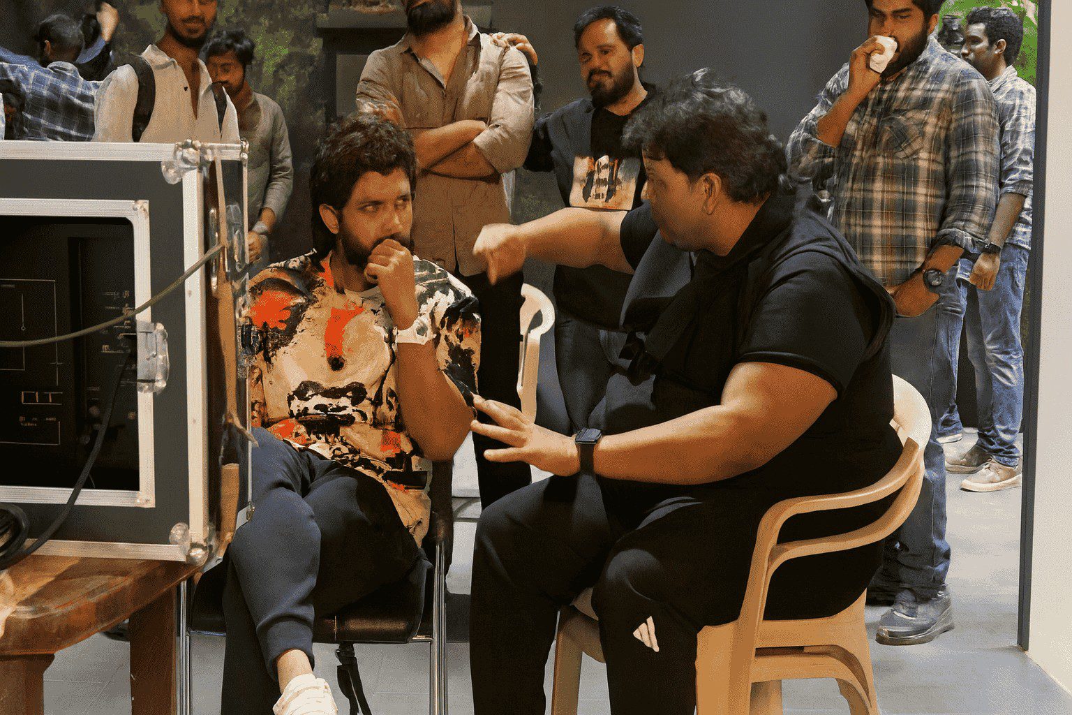 Behind the Scenes: Pre-Production Planning in Allu Arjun’s Action Movies showing director and crew discussion