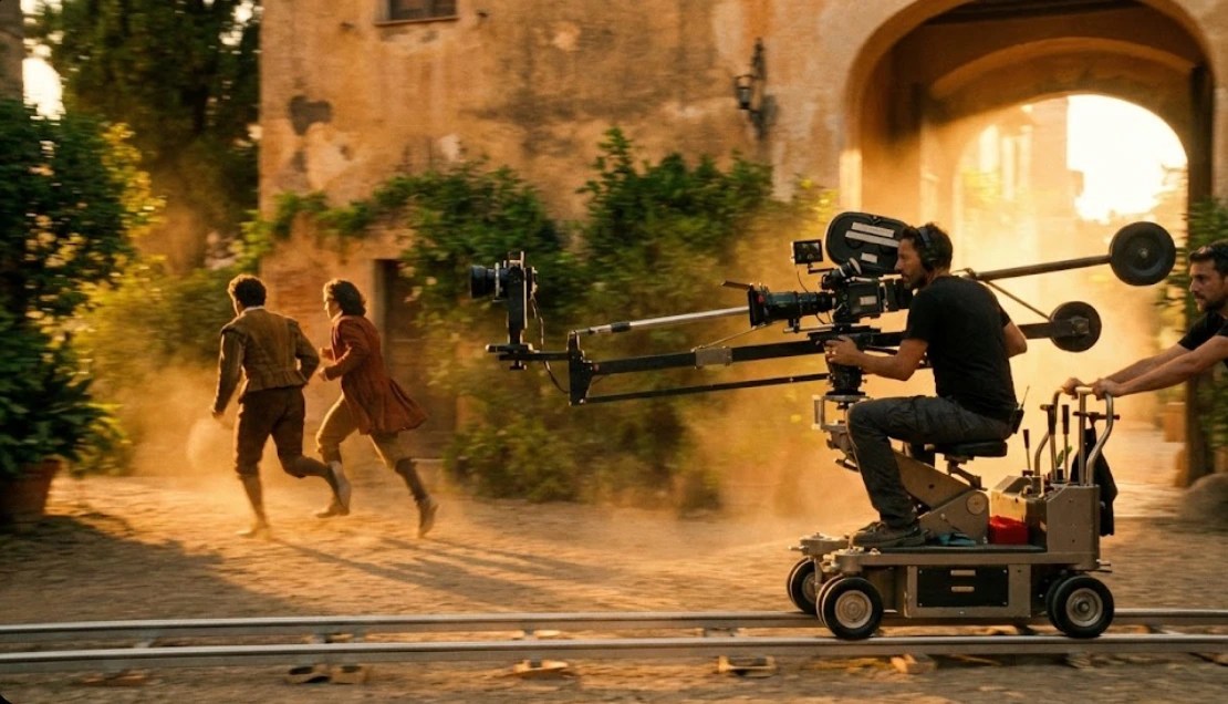 Camera movement example showing tracking shots in cinematography techniques for beginners
