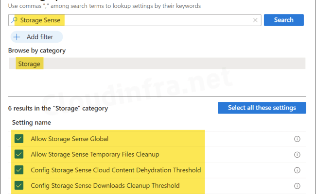 Configure Storage Sense Using Intune