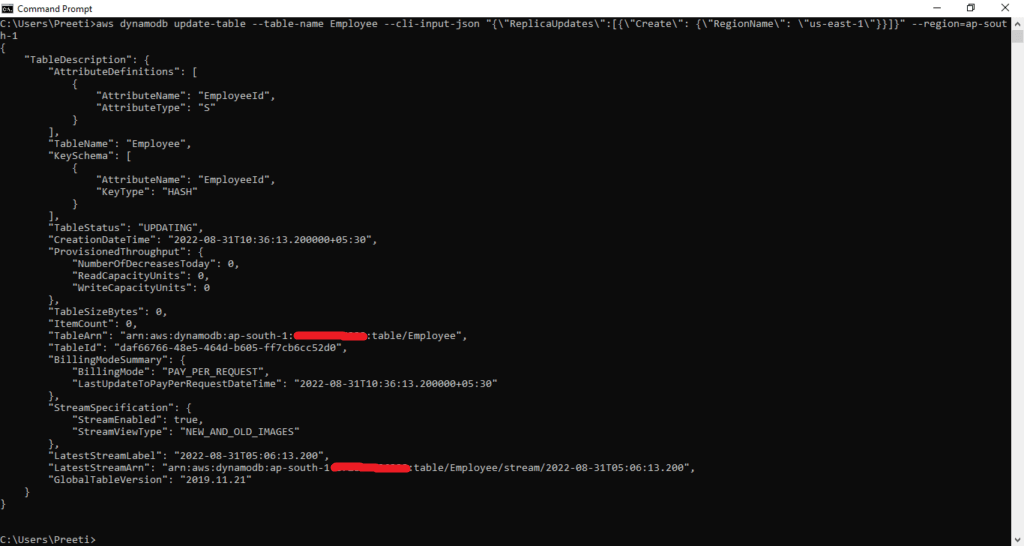 How to Create DynamoDB Global Table using AWS CLI 7