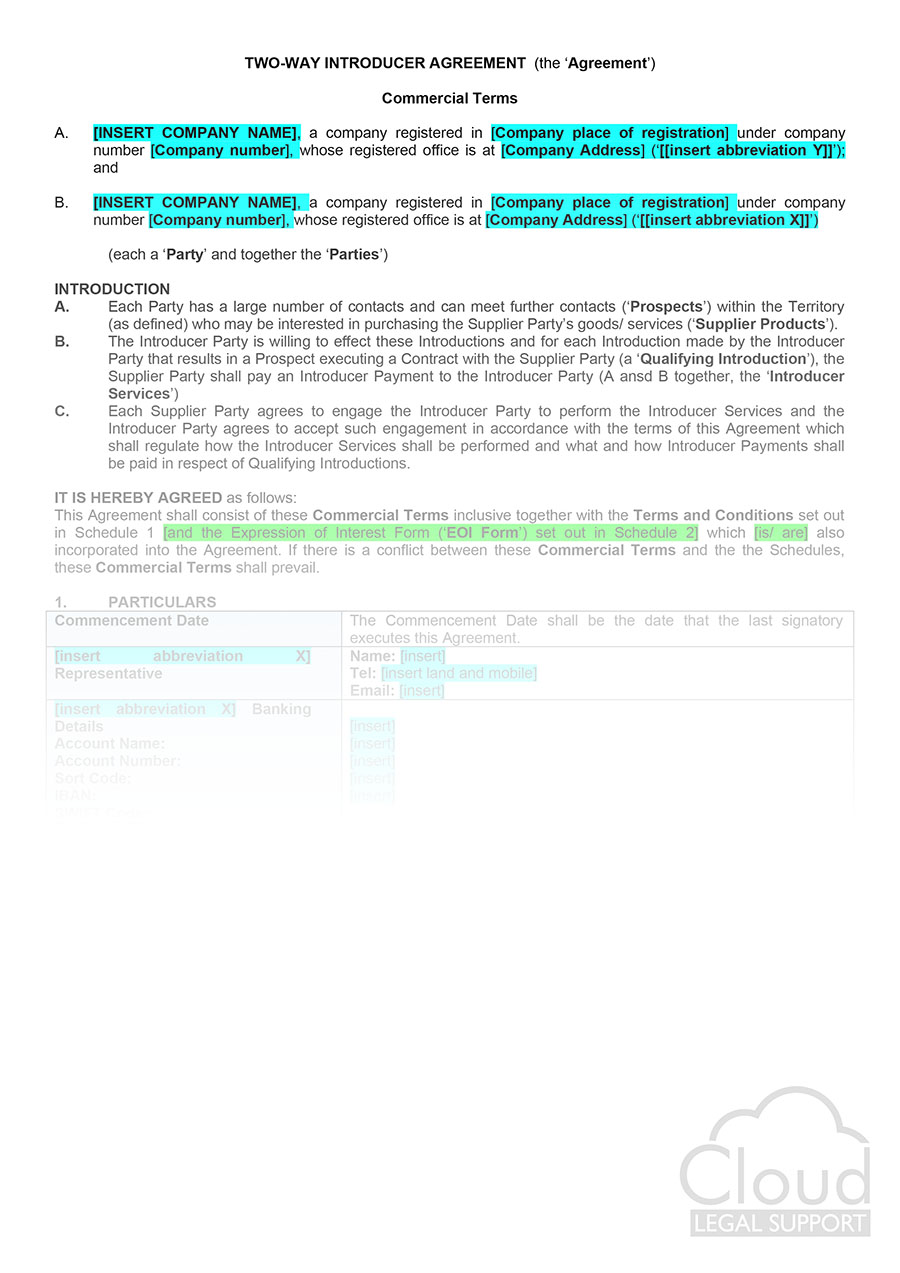 Introducers Agreement Template