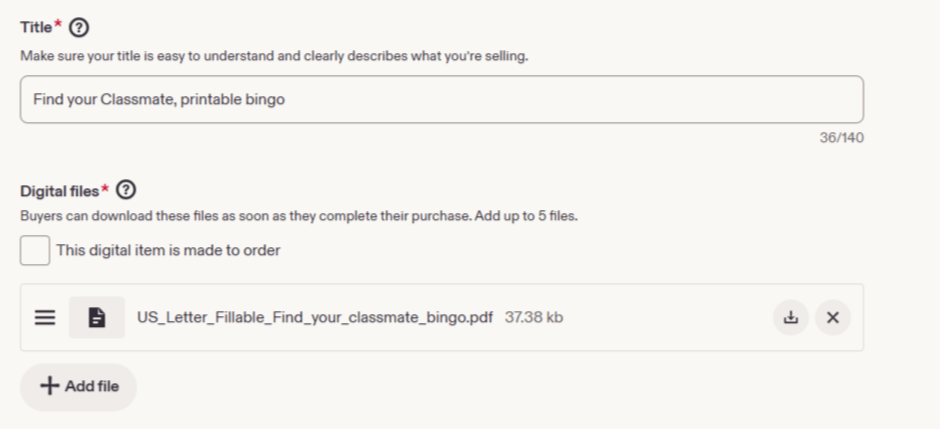 Add a digital file on Etsy