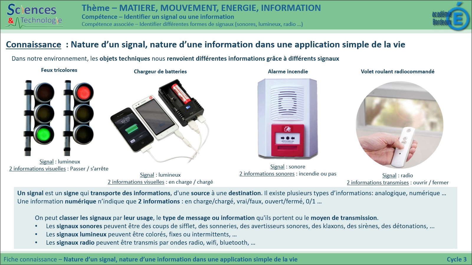 Signal Et Information : 6ème Exercices Séquence 07 : Signaux & Informations - Le Club de Techno
