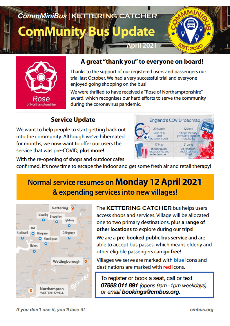 Read more about the article Newsletter (April 2021) and resumption of service