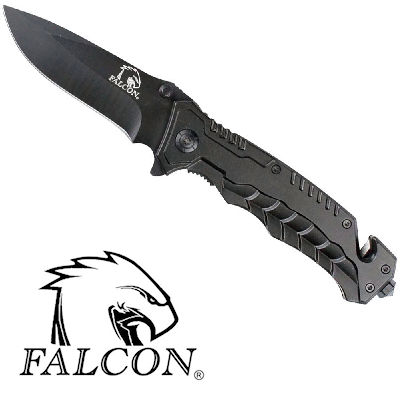 Falcon Tactical Rescue Knife Spring Assisted with Glass Breaker & Seat Belt Cutter