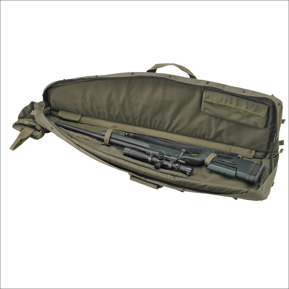 US PeaceKeeper Precision Rifle Drag Bag - OD Green Open