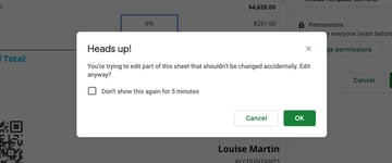 Editor de planilhas de aviso suave