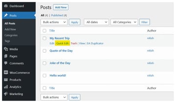 Botão de edição rápida no WordPress