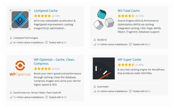 Plug-ins de cache do WordPress