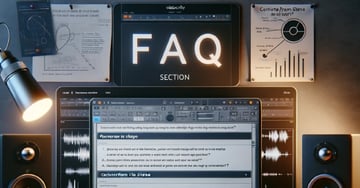 Imagem gerada por Ai mostrando um laptop com Audacity, fones de ouvido, microfone e notas de som estéreo.