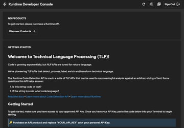 Console do desenvolvedor de tempo de execução