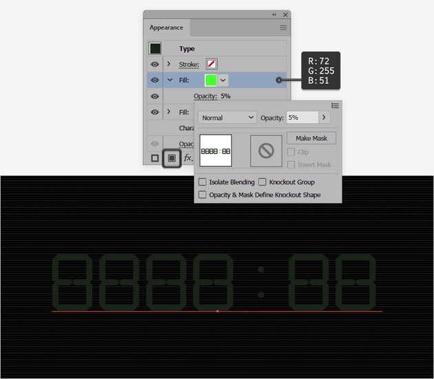 opacidade de preenchimento