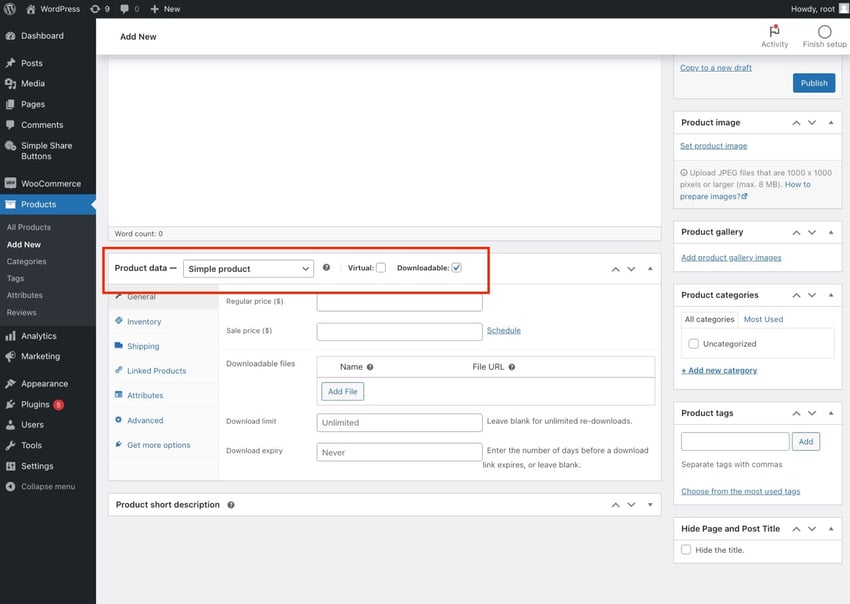selecionando a opção de download