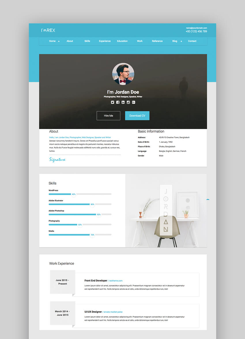 23 Best Html Resume Templates To Make Personal Profile Cv Websites 2020