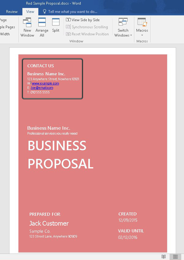 How To Customize A Simple Business Proposal Template In Ms Word