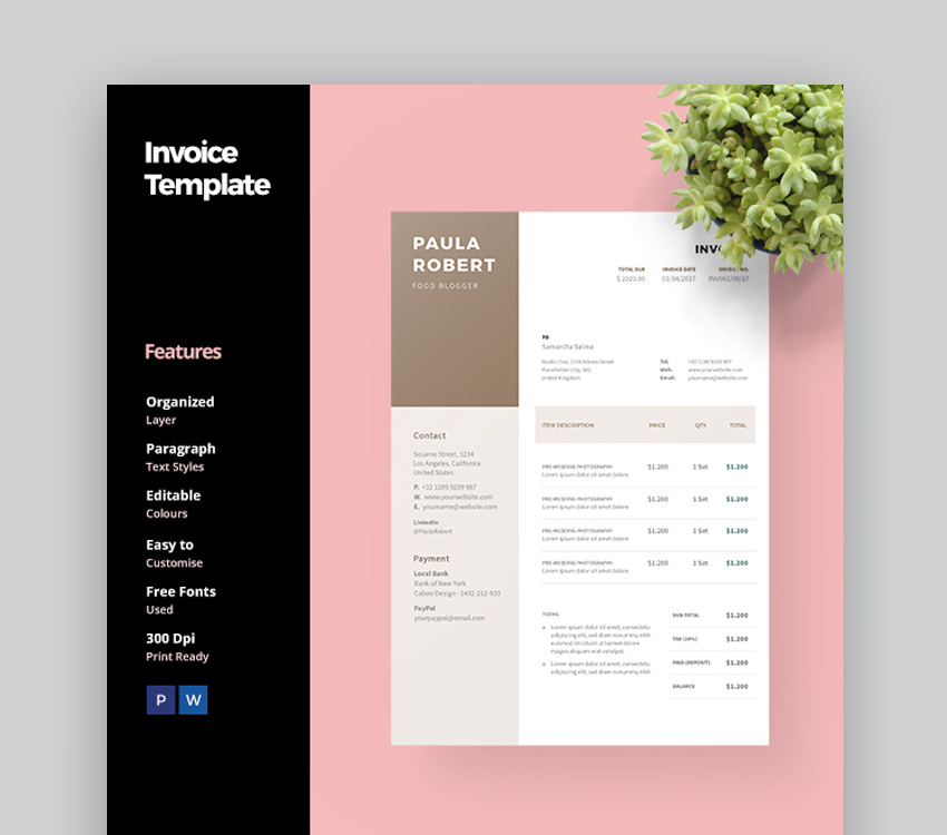 20 Simple Invoice Design Templates Made For Microsoft Word
