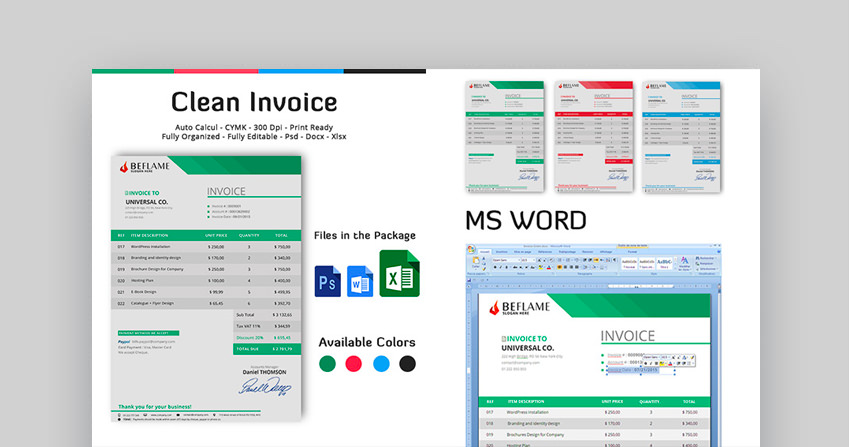 20 Simple Invoice Design Templates Made For Microsoft Word