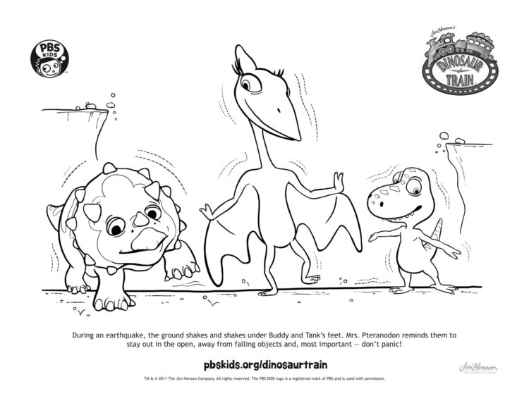 dinosaur earthquake coloring page kids pbs kids for parents