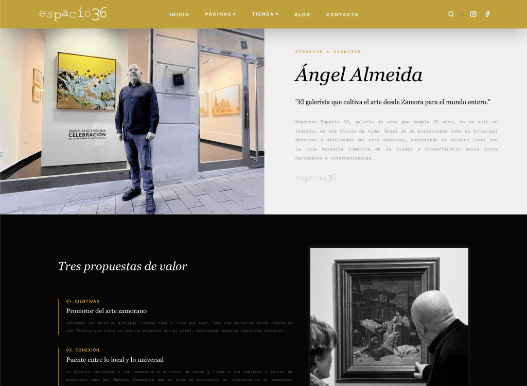Espacio 36 art gallery website designed by BARRONVISUAL
