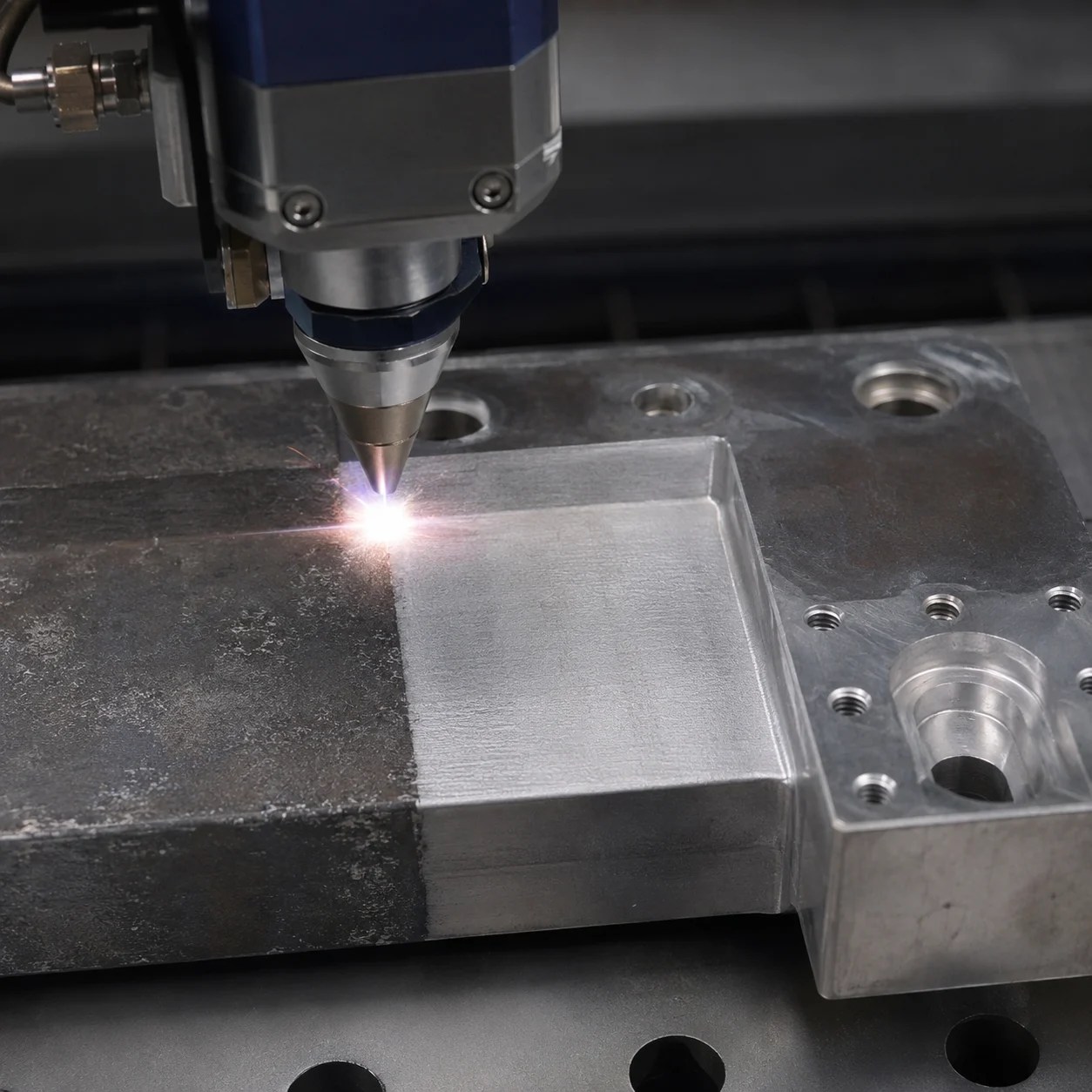 FL-CLP | Pulsed Laser Cleaning Machine Oxide removal sample on stainless steel