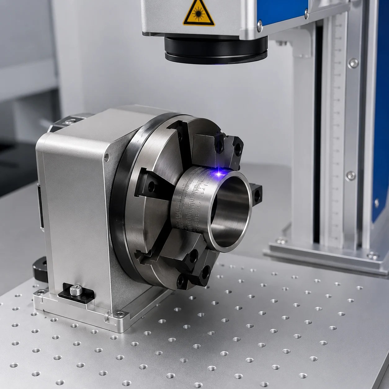 Rotary fixture for cylindrical laser marking