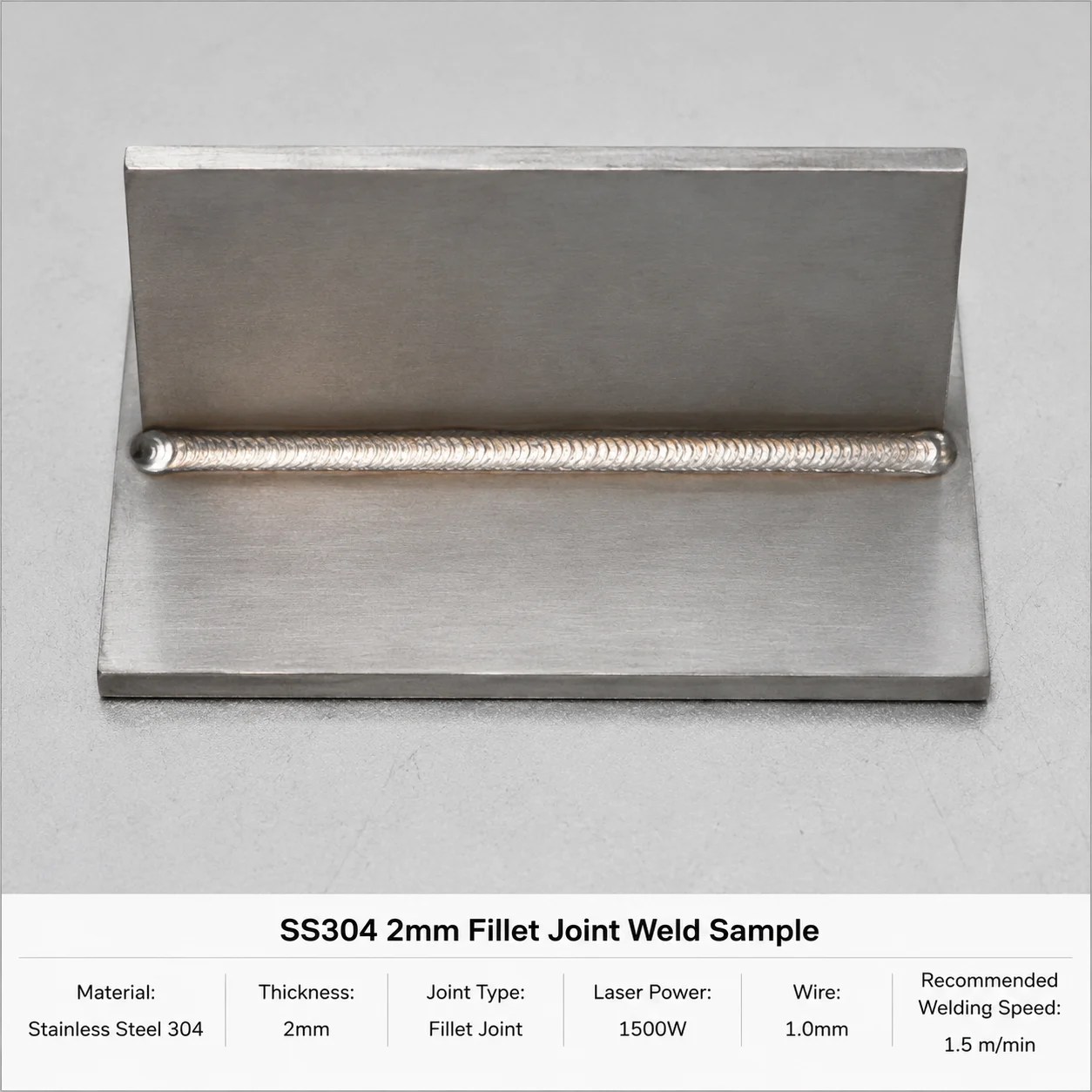 Stainless Steel 304 2 mm fillet joint laser welding sample