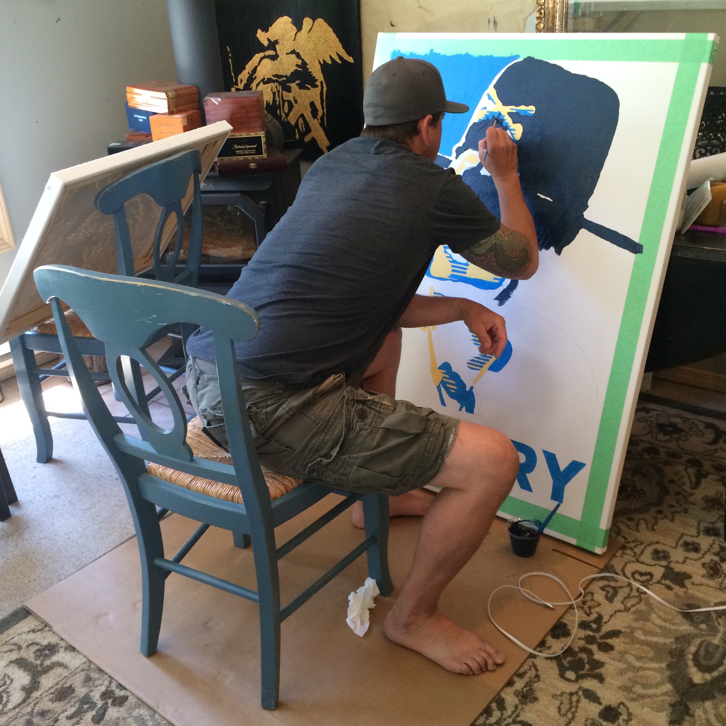 Evan painting "Victory"