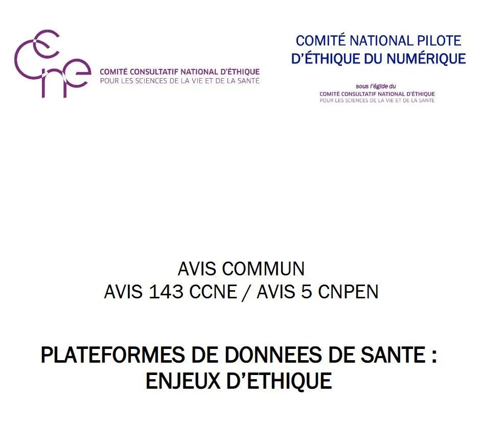 Lire la suite à propos de l’article Avis n°143 du CCNE et n°5 du CNPEN : Plateformes de données de santé : enjeux d’éthique