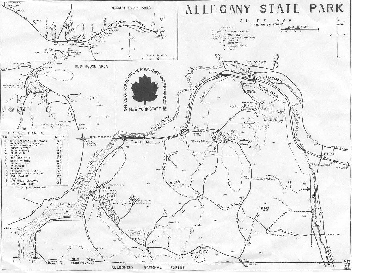 Allegany State Park Map United M01 Outline Allegany State Park Hiking Map NYSP A10 