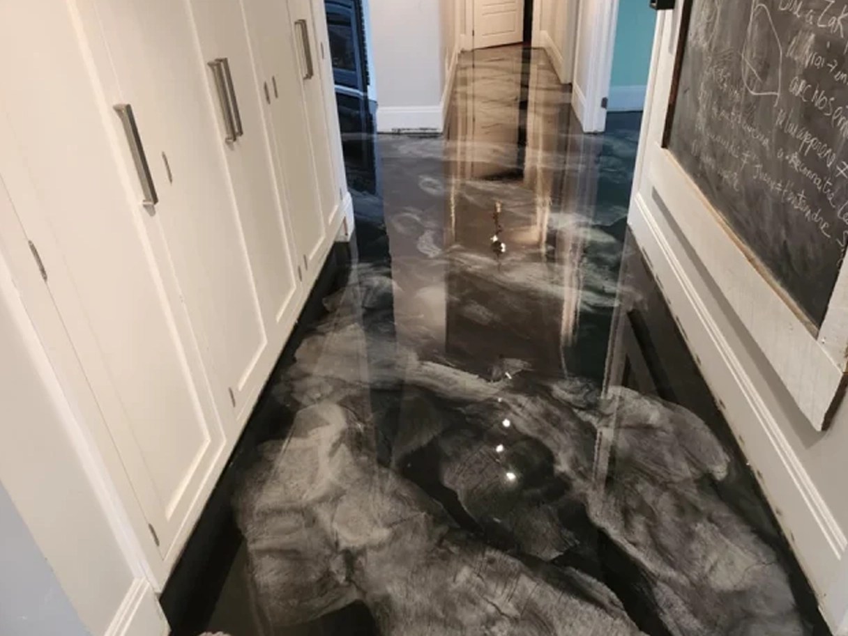 Black and White Metallic Epoxy Flooring