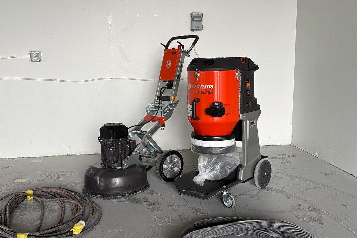 Concrete grinder and HEPA filter vacuum from Husqvarna