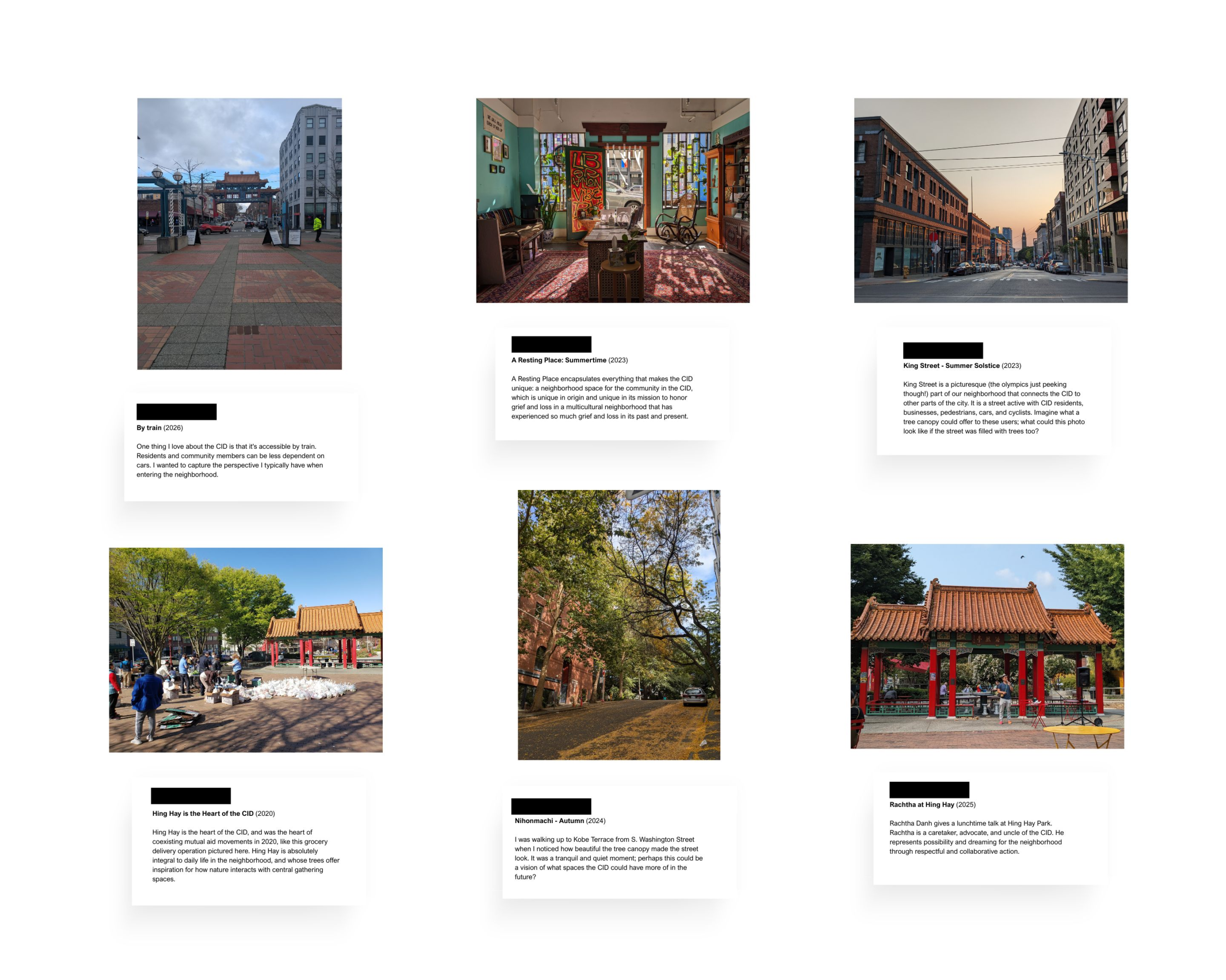 A poster with 6 photos with captions taken by community members