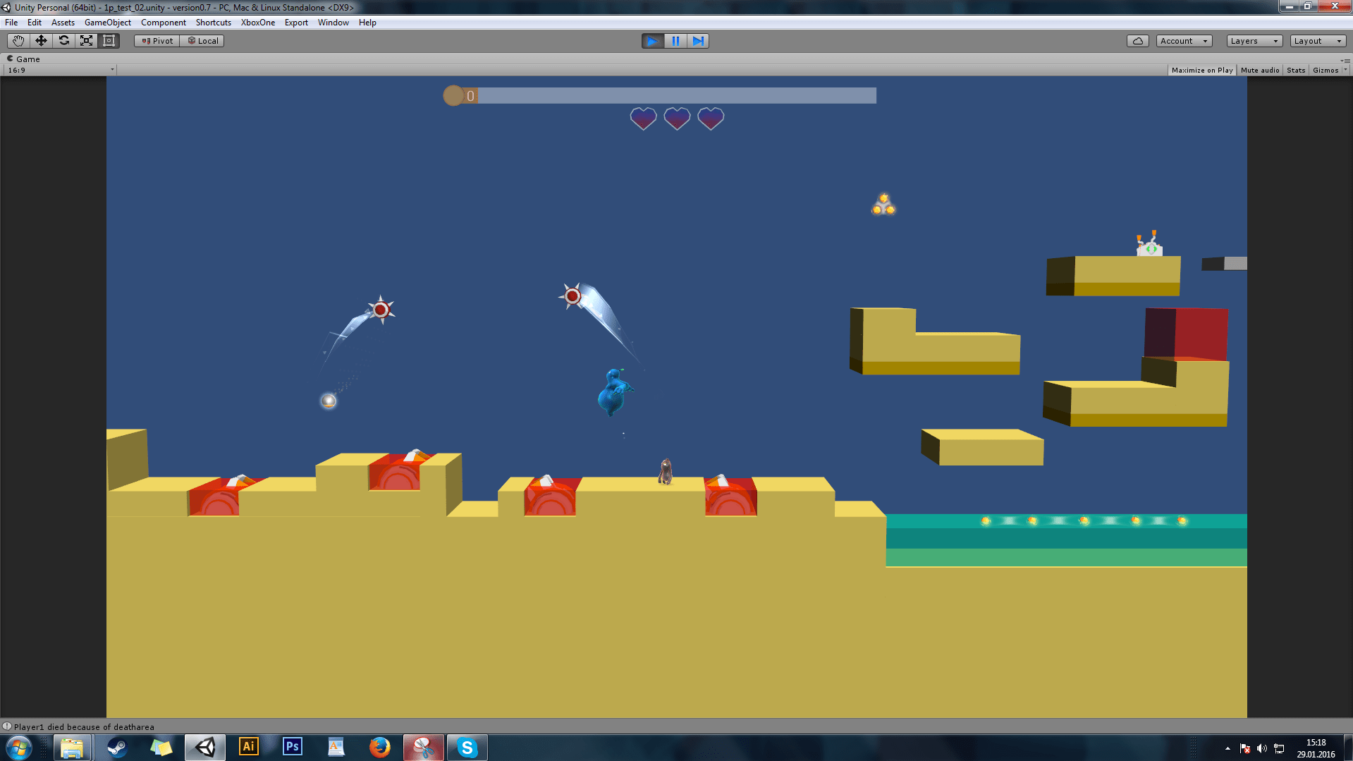 Having fun playing my first own level!