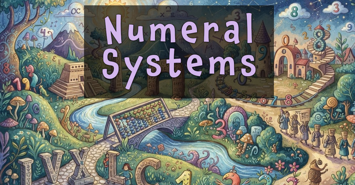 A numeral system (also known as a number system) represents values and quantities using a specific set of symbols, and their own framework for how numbers are counted, combined, and calculated.