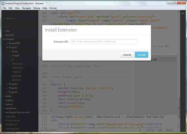 Instalarea extensiilor in brackets