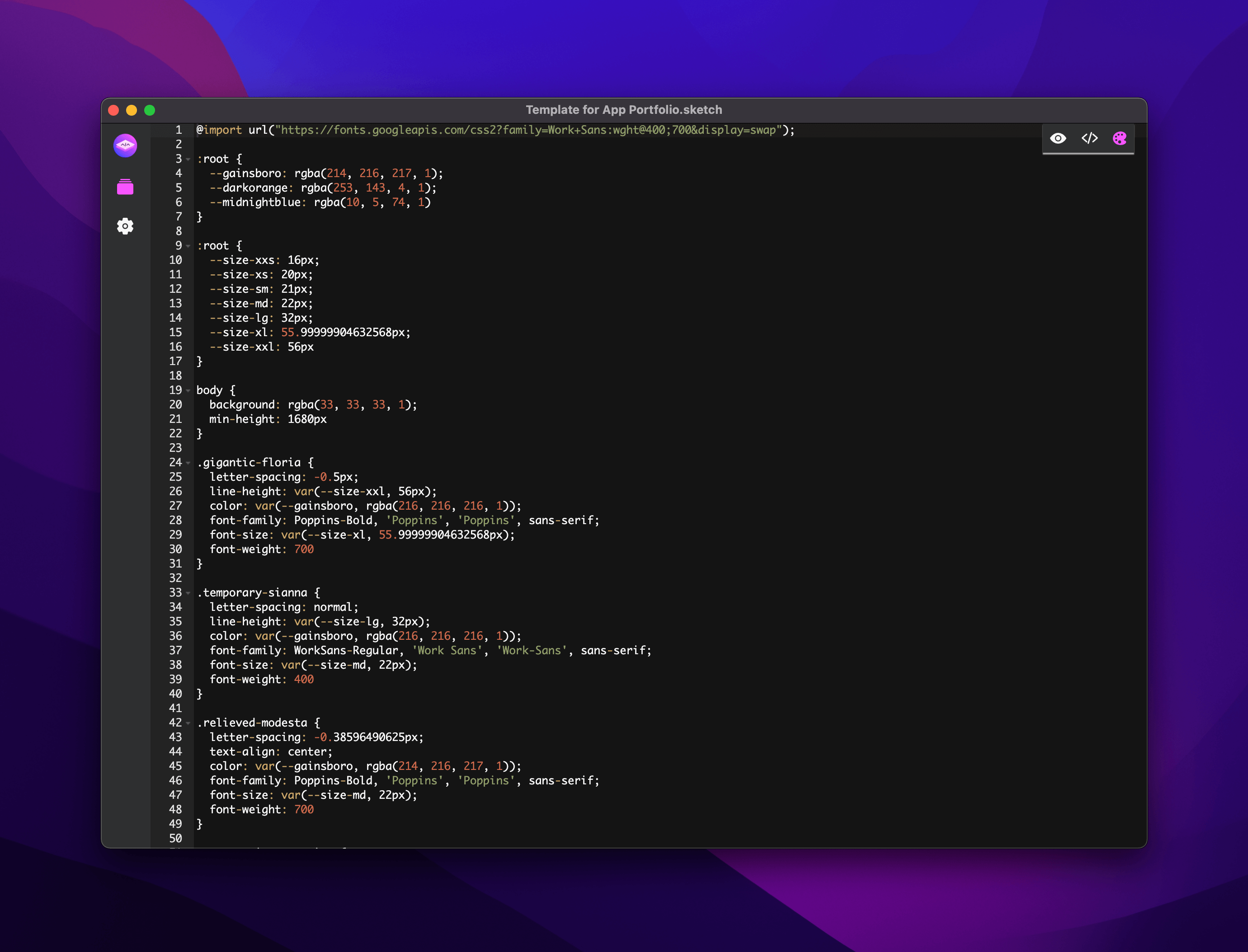 Style Guide View shows the autogenerated CSS