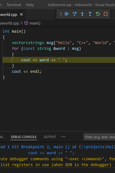 C++ windows visual studio code
