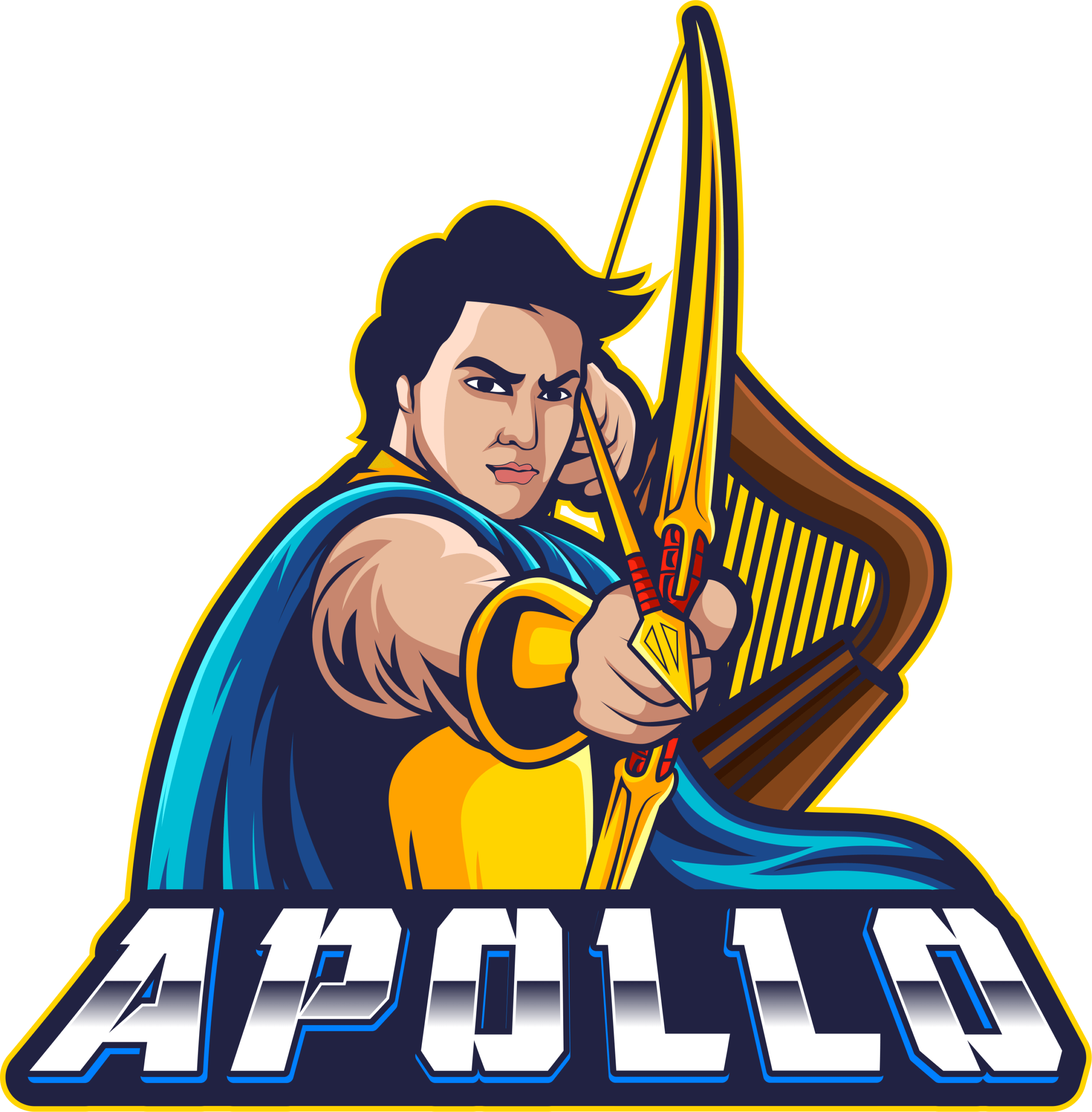 Apollo AI logo with man pointing a bow and arrow to target great EMT scenarios.