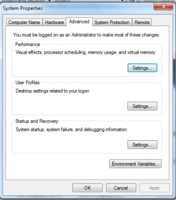 System property dialoque box- How to set Java path of various operating system