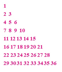 CPP program to print Floyd's triangle number patterns