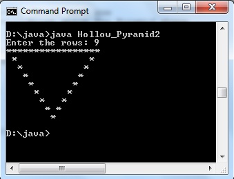 Java code to Hollow Pyramid Pattern - Codeforcoding